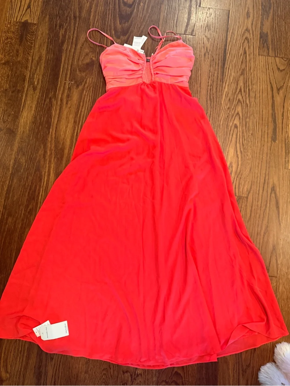 Abercrombie & Fitch Pink and Red Maxi Dress with Spaghetti Straps